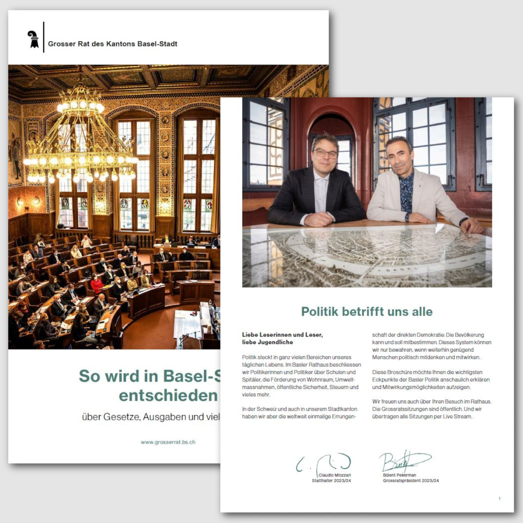 Cover und Vorwort der Grossratsbroschüre