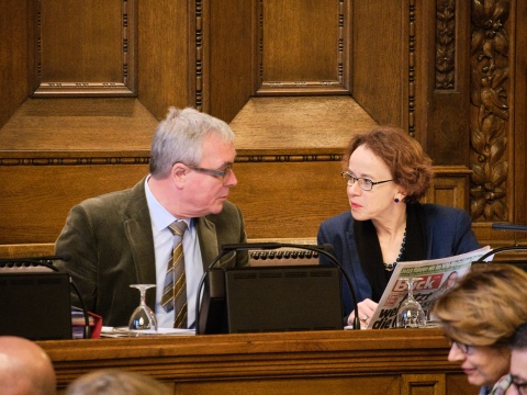 Regierungsmitglieder Christoph Brutschin und Eva Herzog