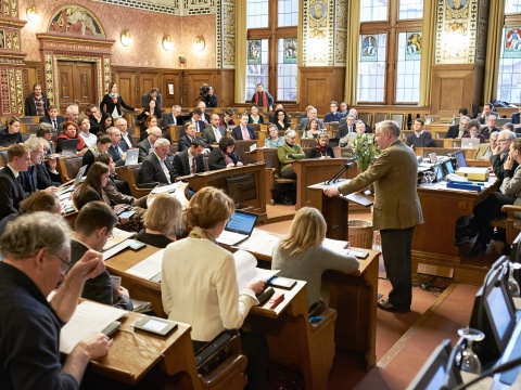 Heiner Vischer am Redepult